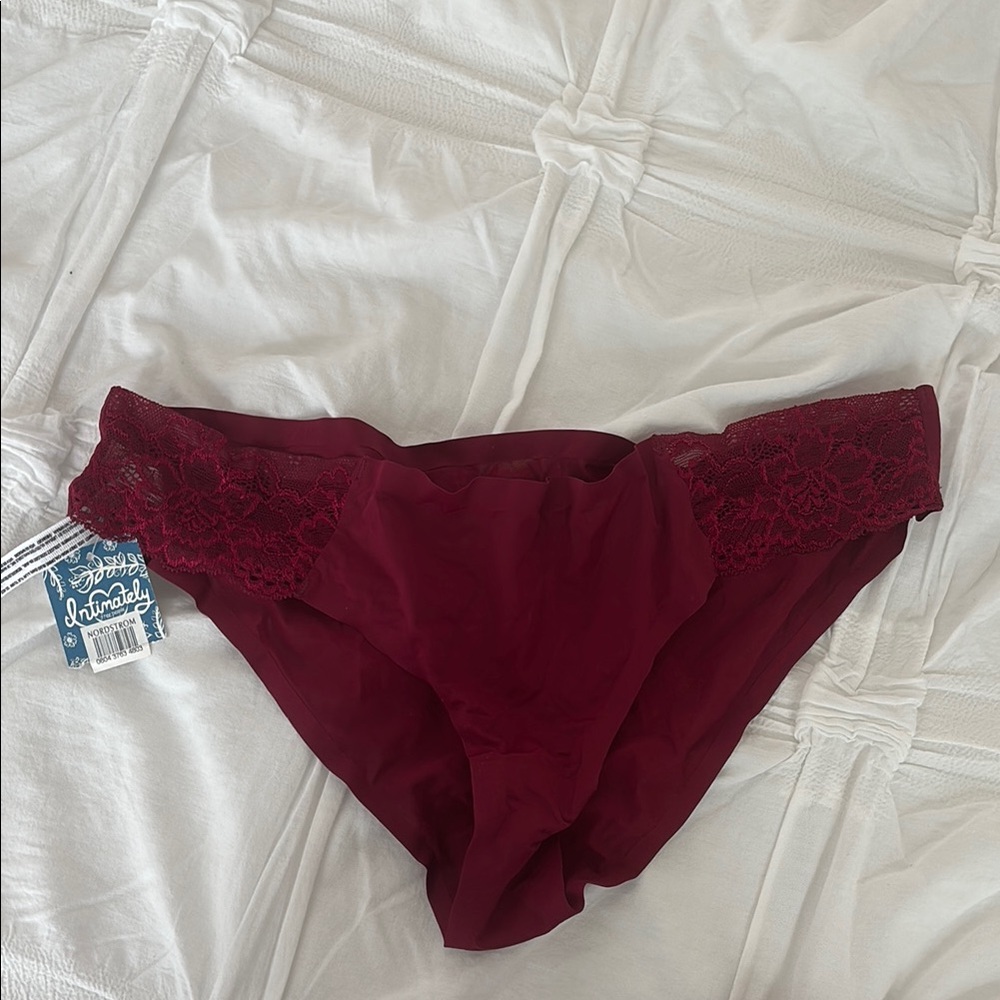 Free People Burgundy Lace Trim Panties